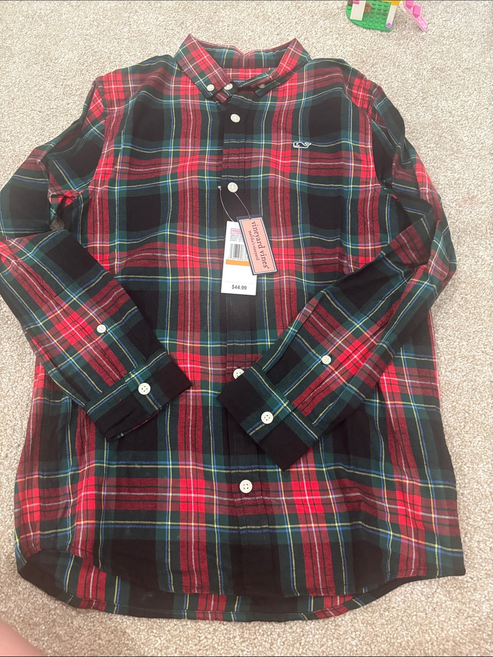 Vineyard Vines Red and Black Tartan Button-Down Shirt